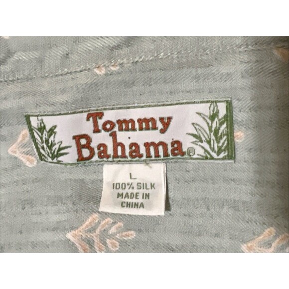 Tommy Bahama Silk Hawaiian Camp Shirt L Mint Green Floral Short Sleeve Button Up - Picture 11 of 16